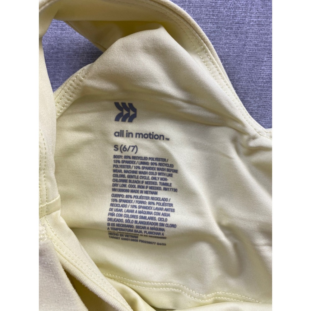 All In Motion Girls Butter Yellow V-Neck Active Tank Top Shelf Bra Size S 6/7 - Picture 4 of 5